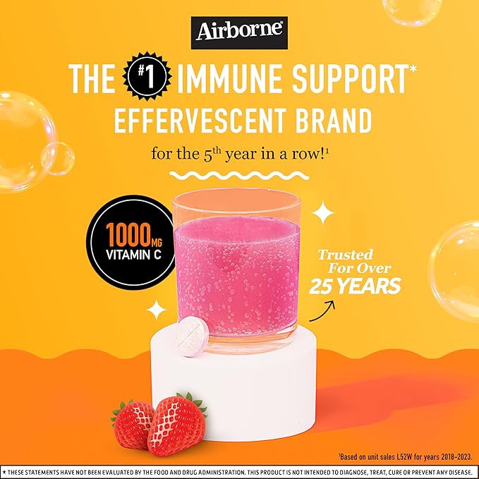 Airborne 1000mg Vitamin C with Zinc, 30 Fizzy