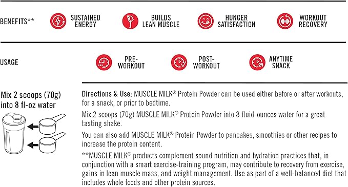 Muscle Milk Genuine Protein Powder, Chocolate, 4.94 Pound, 32 Servings, 32g Protein, 2g Sugar,