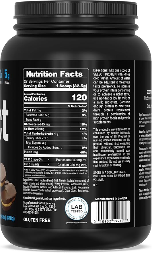 PEScience Select Low Carb Protein Powder, 27 Serving,