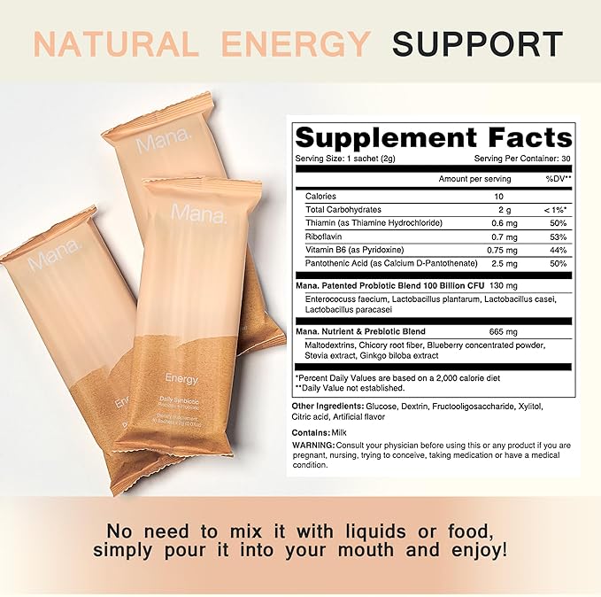 Mana Energy Synbiotics Supplements 30 Count