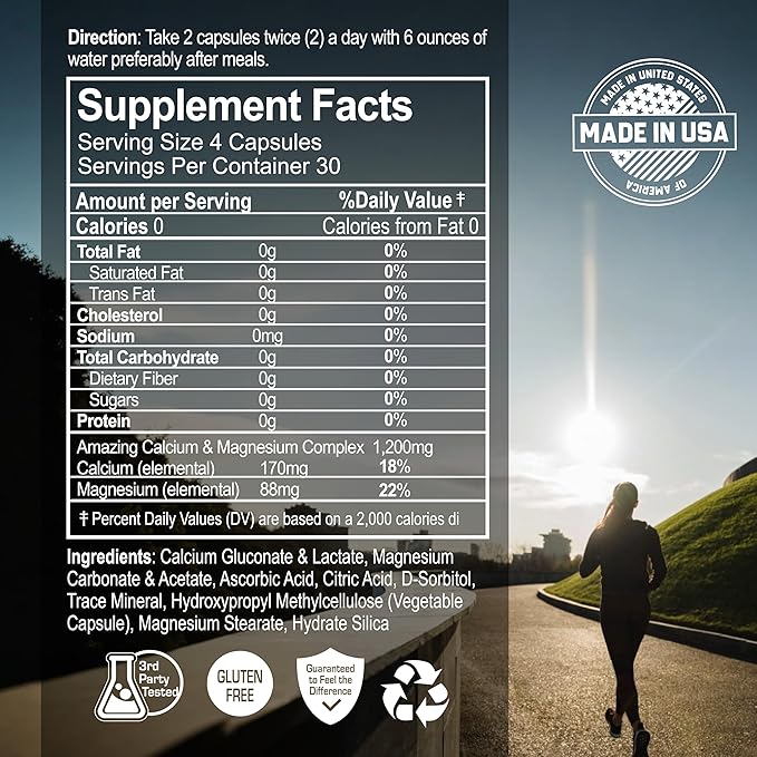 Sean Lee's iBone Cal Mag 120 Vegetable Capsules X 4 Bottles for 4 Months - Bone Health, Calcium Supplement (480 Count)