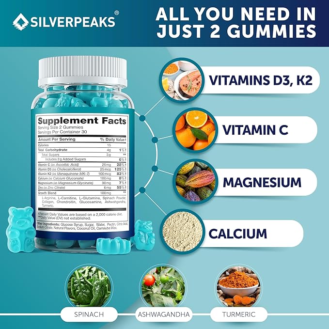 Growth Gummies to Grow Taller D3 K2 K2 - 60 Calcium