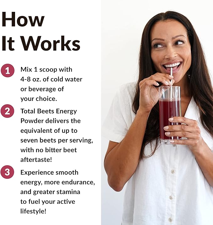 FORCE FACTOR Total Beets Beet Root Powder with Energy, NO3-T® Nitrates to Support Circulation, Blood Pressure, Blood Flow, and Stamina - Plus Green Tea Extract. A Superfood Supplement, 30 Servings