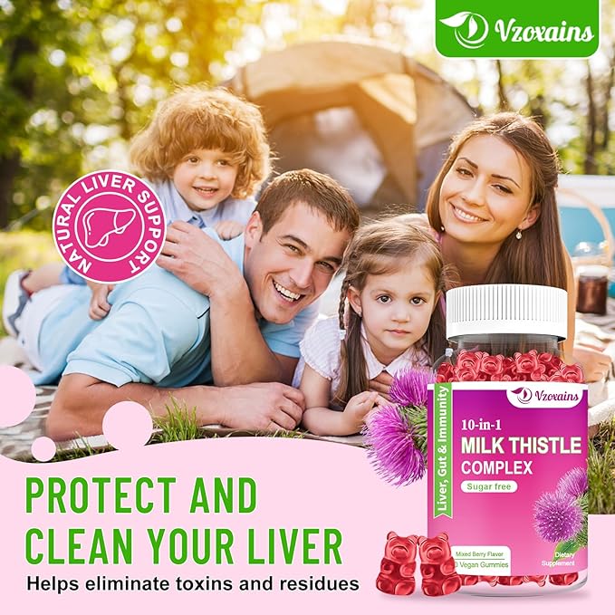 1500mg Milk Thistle Gummies, 10-in-1 Herbal