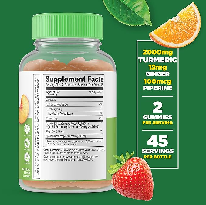 Lifeable Turmeric Curcumin with Ginger & 2000mg – 90 Gummies