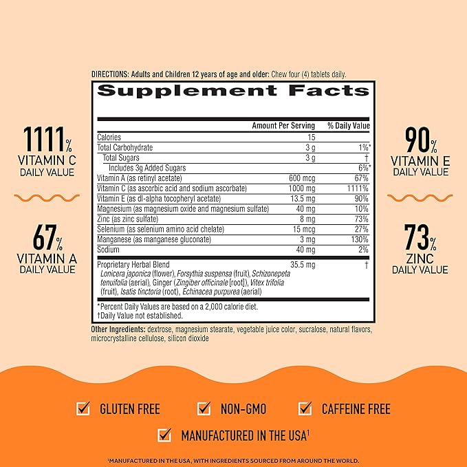 Airborne 1000mg Vitamin C Chewable Tablets 96 Chewable