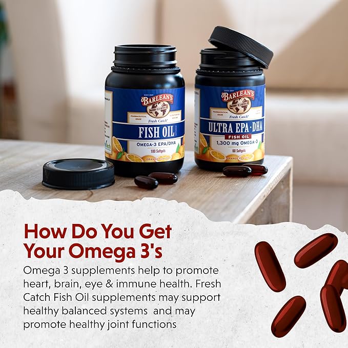Barlean's Omega 3 Fish Oil Supplements, 600mg Fish 250 Count