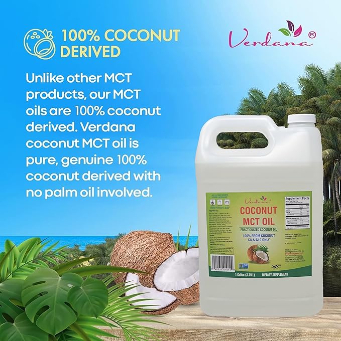 Verdana MCT Oil, Fractionated, 100% from Coconut - 1 Gallon - Kosher Food Grade, Vegan, Non-GMO - Great for Keto and Paleo Diet, Oil Pulling Oral Rinse Mouthwash (128 Fl Oz)…