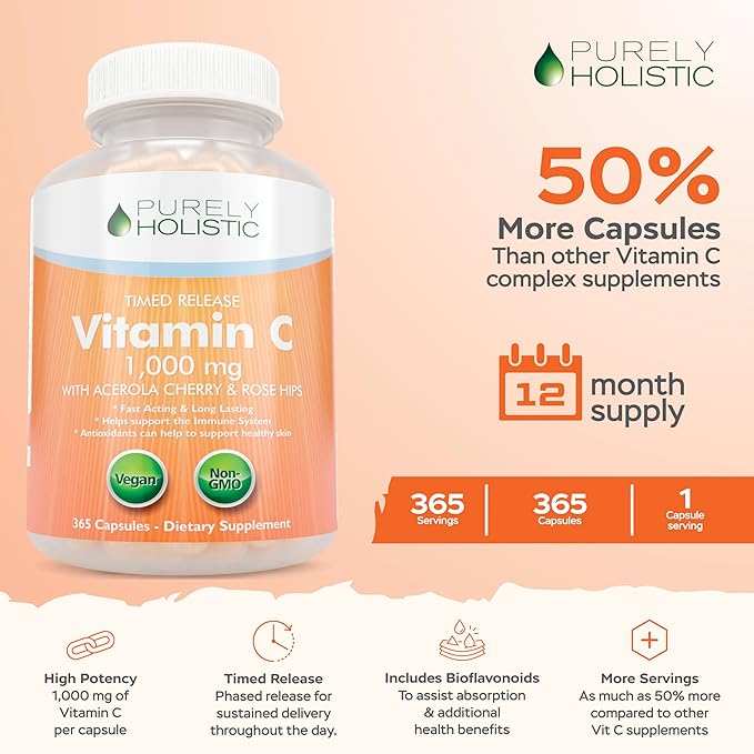 Purely Holistic Vitamin C 1000mg, 365 12 Month 2 Stage
