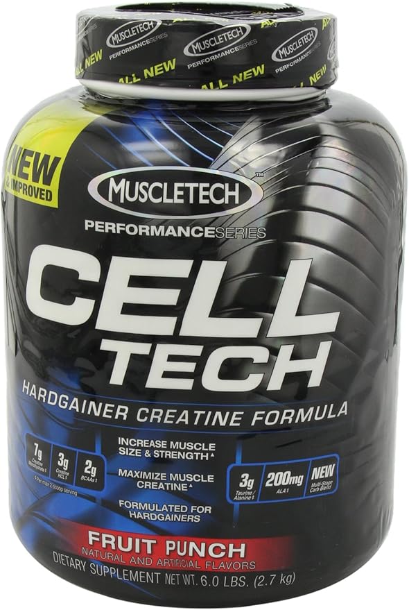 Creatine Monohydrate Powder | MuscleTech Cell-Tech Creatine Powder | Post Workout Recovery Drink | Muscle Builder for Men & Women | Musclebuilding Creatine Supplements | Fruit Punch, 6 lbs (56 Serv)