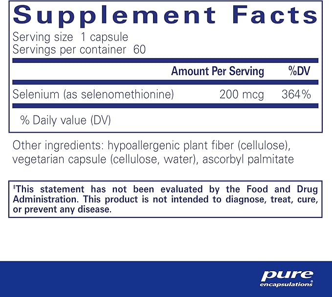 Pure Encapsulations Selenium 200 mcg 60 Capsules