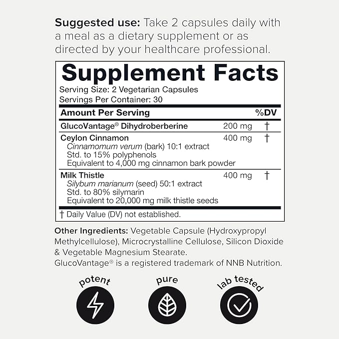 Ultra Concentrated Dihydroberberine Supplement 24,000 mg 200mg GlucoVantage 5X More