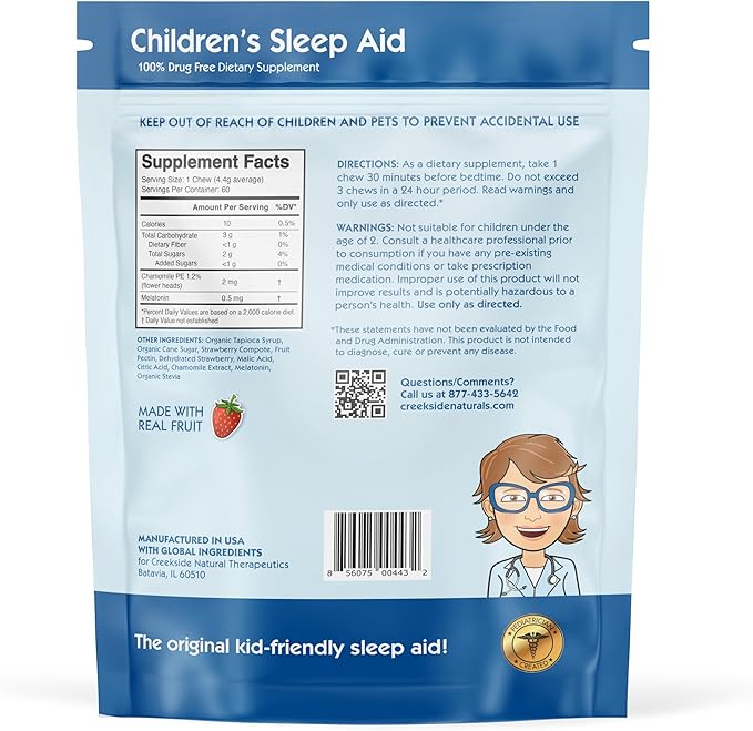 Creekside Naturals Children’s Sleep Aid, Real 0.5 mg 60 Fruit