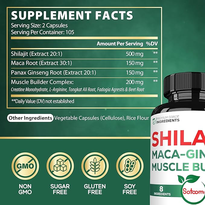 Shilajit Pure Himalayan Organic 8in1 with 210 Capsules 105 Servings