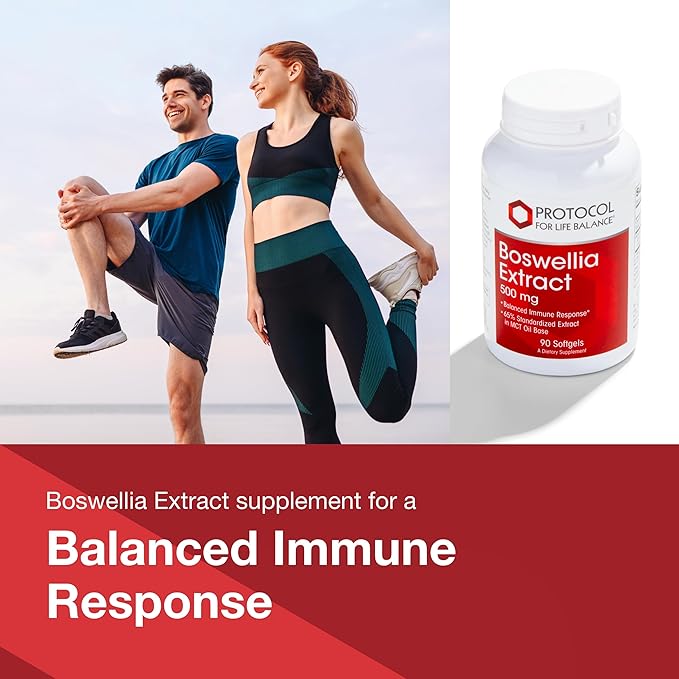 PROTOCOL FOR LIFE BALANCE Boswellia Extract 500 mg - Boswellia Supplement - with MCT Oil Base - Balanced Immune Response - Dairy Free & Soy Free - 90 Softgels