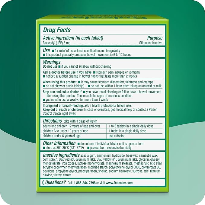 Dulcolax Stimulant Laxative Tablets, Predictable & 5 mg, 100 Count