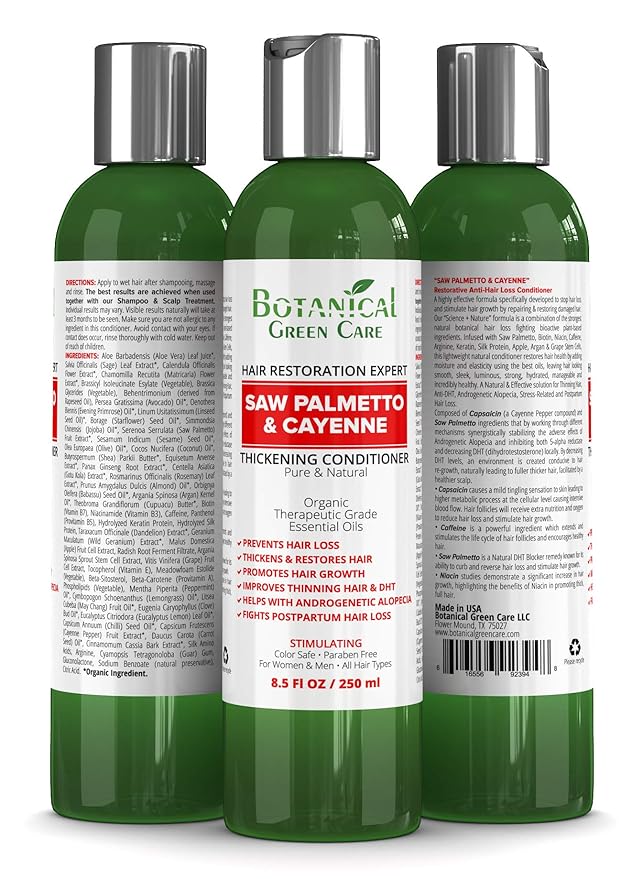 "Saw Palmetto & Cayenne" Hair Growth Anti-Hair Loss CONDITIONER. Alopecia Prevention and DHT Blocker. Doctor Developed