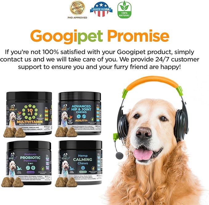 Googipet Premium 10 in 1 Dog Vitamins Multivitamin Chewable w/Dog Probiotics for Gut Health, Dog Vitamins and Supplements w/Vitamin C & Glucosamine for Joint Support (Chicken & Vegetable Flavor)
