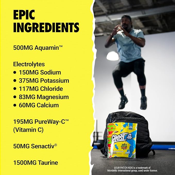 GHOST Hydration Packets, Sour Patch Kids 24 Sticks,