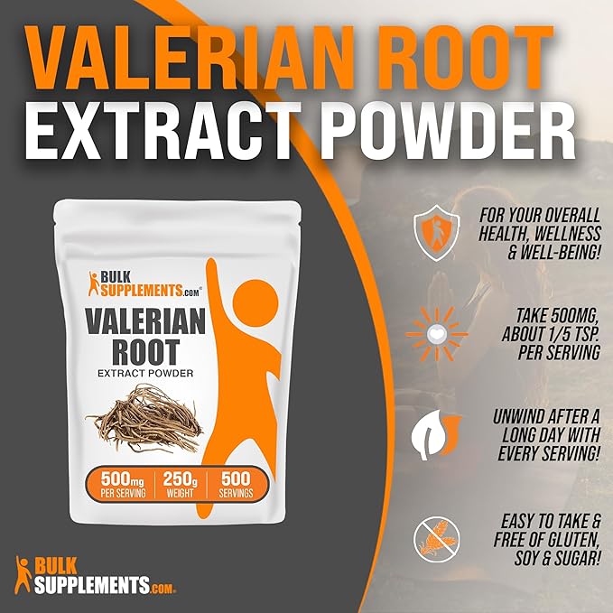 BulkSupplements.com Valerian Root Extract Powder 500mg per 250g (8.8 (8.8 oz), 1