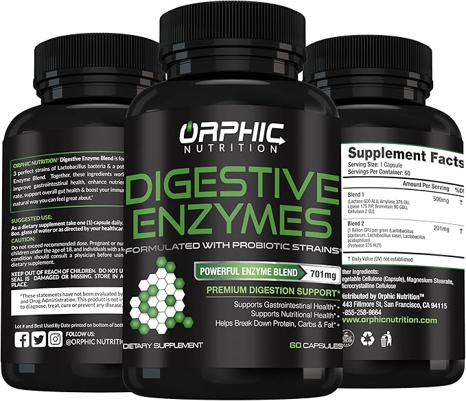 ORPHIC NUTRITION Digestive Enzyme 60 Capsules