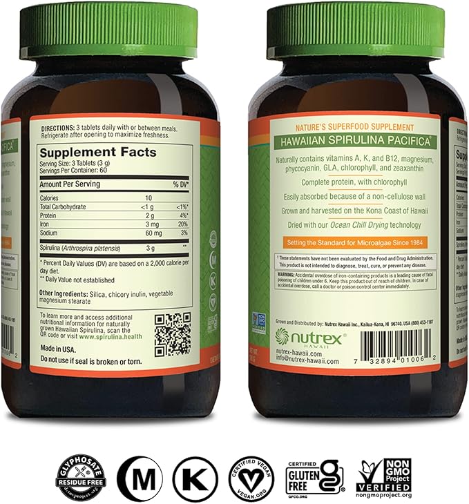 Nutrex Hawaii, Pure Hawaiian Spirulina 1000 mg 180 Count