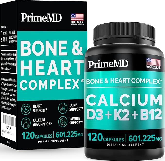PrimeMD 4-in-1 Calcium Supplements for Women 600mg with D3 K2 K2 B12 B12 5000 5000 IU (120 count)