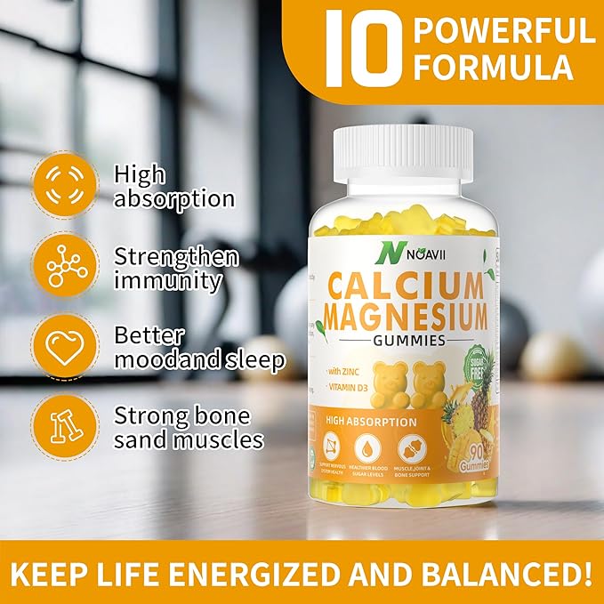 Calcium Magnesium Zinc Gummies with Vitamin D3, ashwagandha Flavor-180 Count