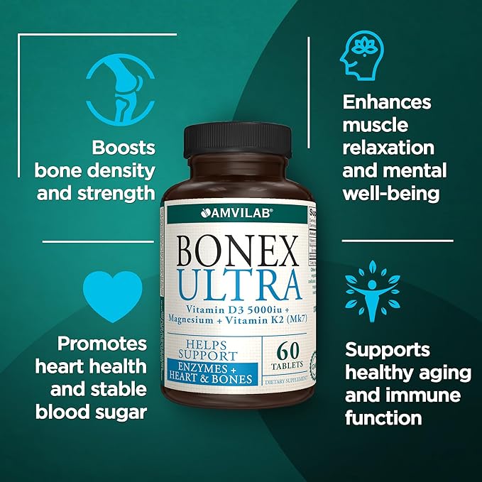 BONEX Ultra Supplement D3, Vitamin K2 (MK7) (MK7) & 60 Tablets 2 Month