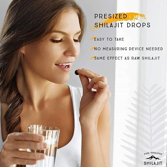 Pure Himalayan Shilajit Dry Drops (90 Tablets - 200mg Each) Maximum Potency Pure Shilajit for Men with 85+ Trace Minerals & Fulvic Acid for Metabolism, Energy & Immune Support