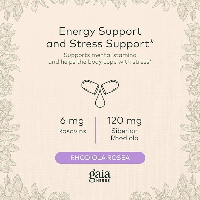 Gaia Herbs Rhodiola Rosea 60 Vegan (30-Day Supply)