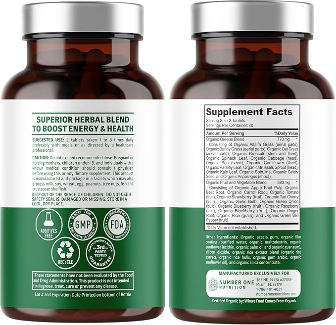 N1N Premium Organic Superfood Greens [28 60 Ct