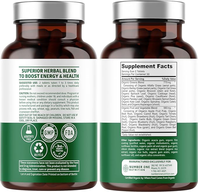 N1N Premium Organic Superfood Greens [28 60 Ct