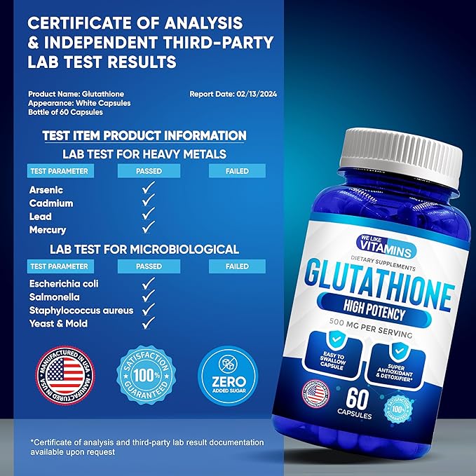 We Like Vitamins Glutathione 500mg Per Serving 60 Glutathione