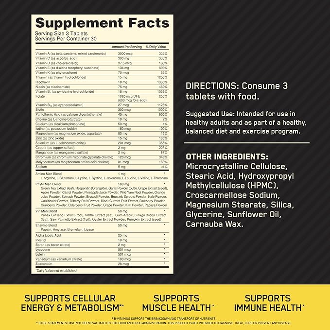 Optimum Nutrition Opti-Men, Vitamin C, Zinc B12 for 90 Count