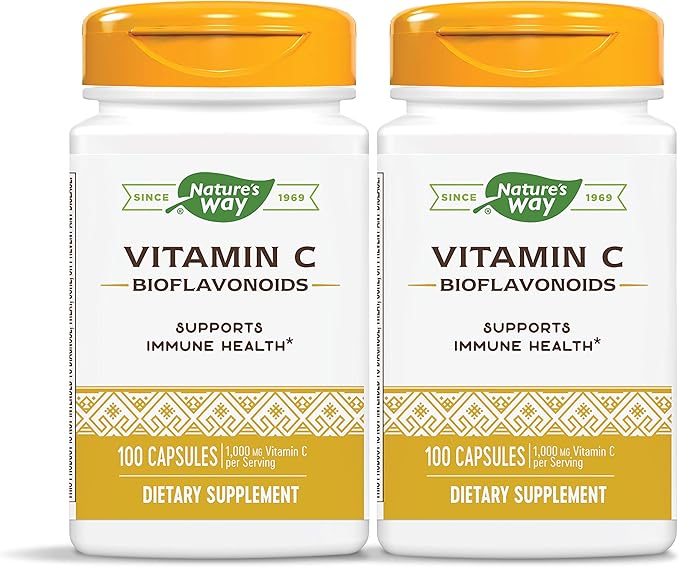 Nature’s Way Vitamin C with Bioflavonoids 1 g 100 Capsules (2 Pack)