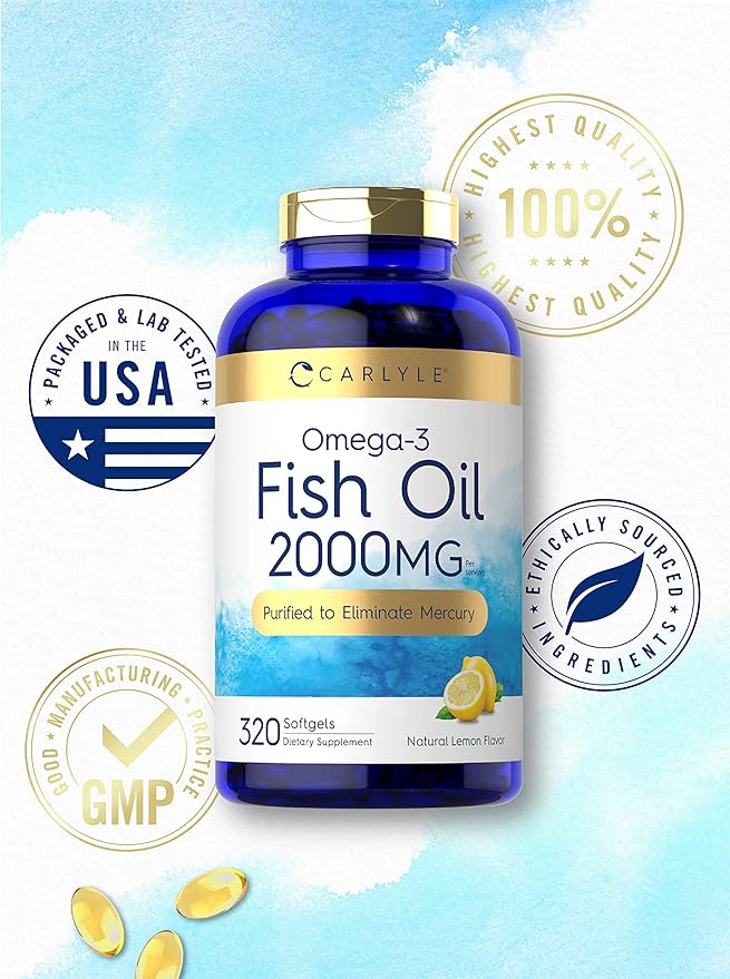 Carlyle Fish Oil Supplements 2000mg | 320 Softgels 600mg Total Omega-3 |