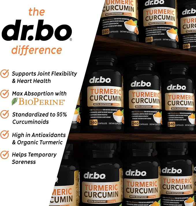 Turmeric Curcumin with BioPerine Supplement Capsules 1950mg Curcuma 240 Turmeric