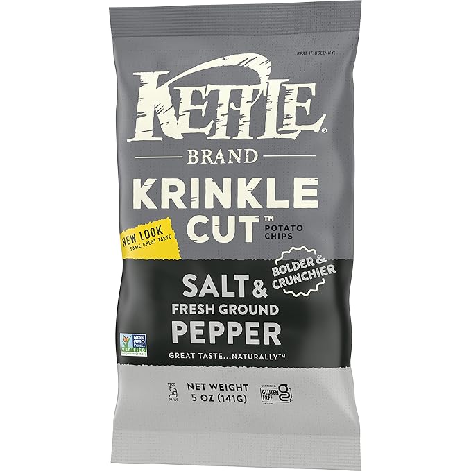 Kettle Foods Potato Chips Krinkle Salt & Fresh Ground Pepper, 5 Oz