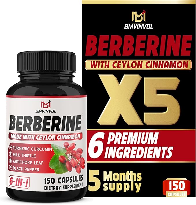 150 Capsules Berberine Supplement with Ceylon 5 Month