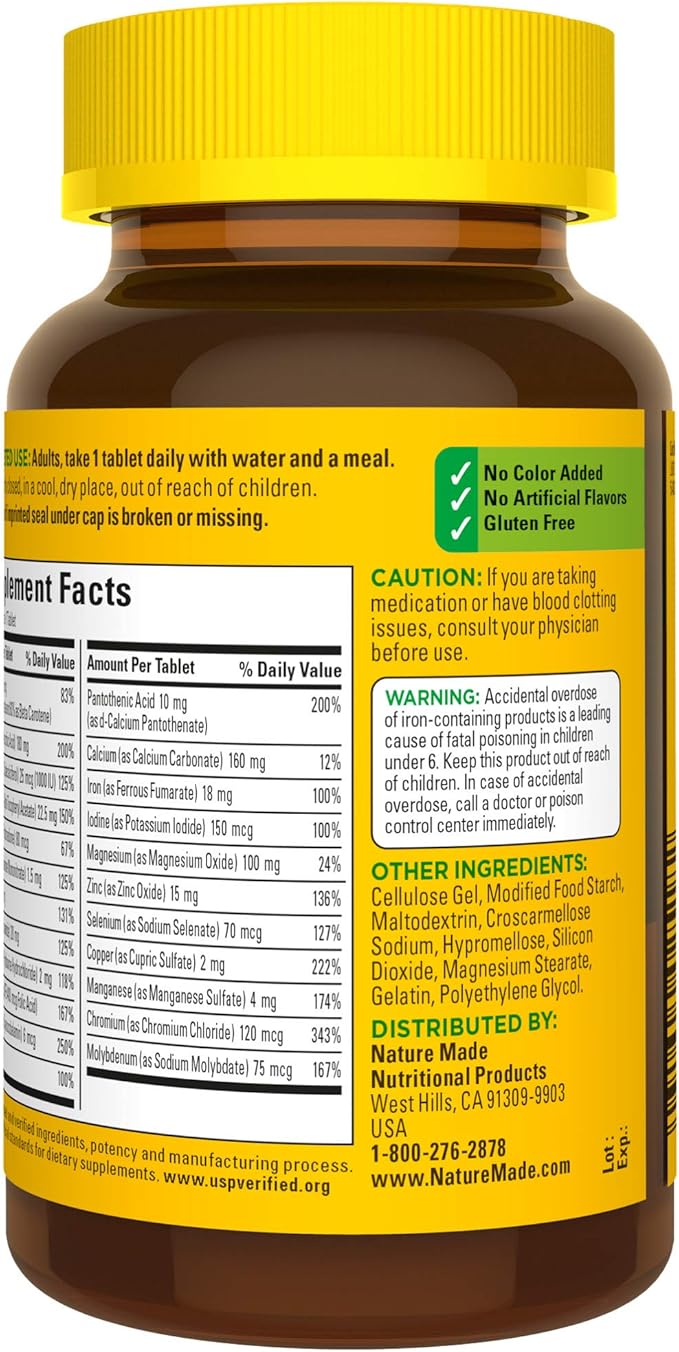 Nature Made Multivitamin Tablets with Iron, 130 Tablets, 130 Day