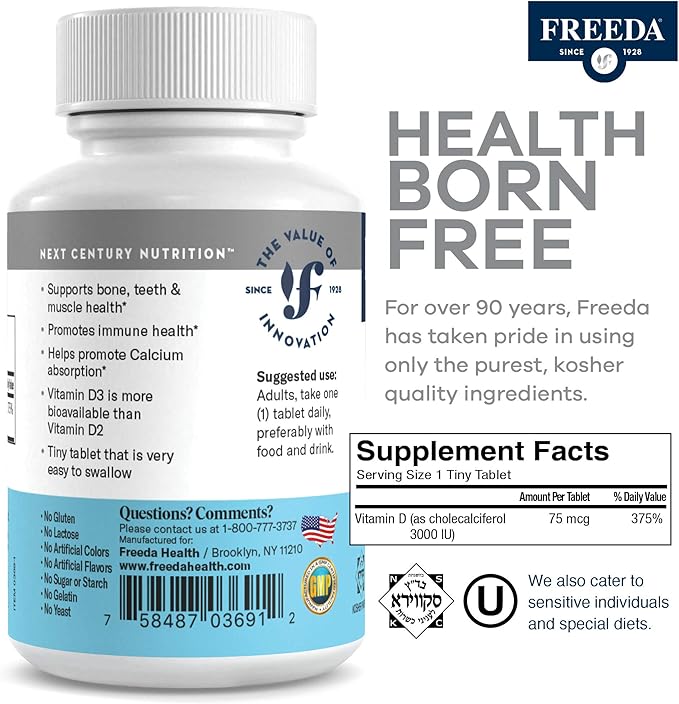 FREEDA Vitamin D3-3000 IU 100 Tiny