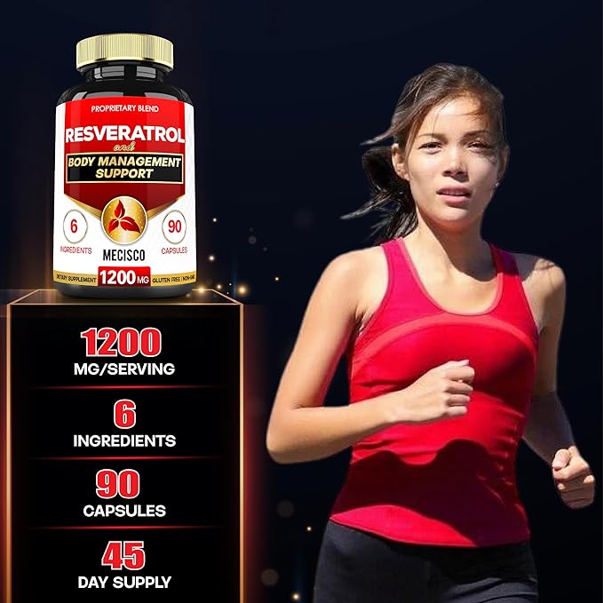 Trans Resveratrol Supplement with Grape Seed, 1000mg Organic 6 Herbal 90 Capsules