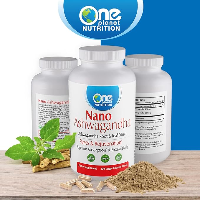 Nano Ashwagandha, 500 mg Ashwagandha Leaf 120 Capsules