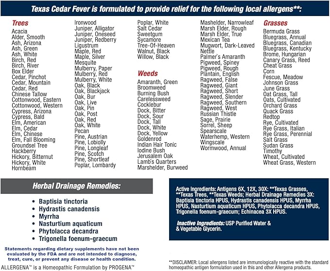 PROGENA- Allergena Texas Cedar Fever (1