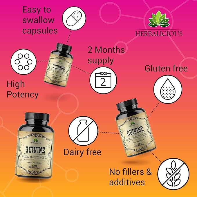 Quinine Liquid Extract Cinchona Officinalis Bark (100 Capsules)
