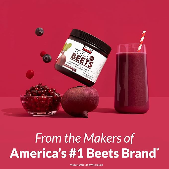 FORCE FACTOR Total Beets Beet Root Powder with Energy, NO3-T® Nitrates to Support Circulation, Blood Pressure, Blood Flow, and Stamina - Plus Green Tea Extract. A Superfood Supplement, 30 Servings