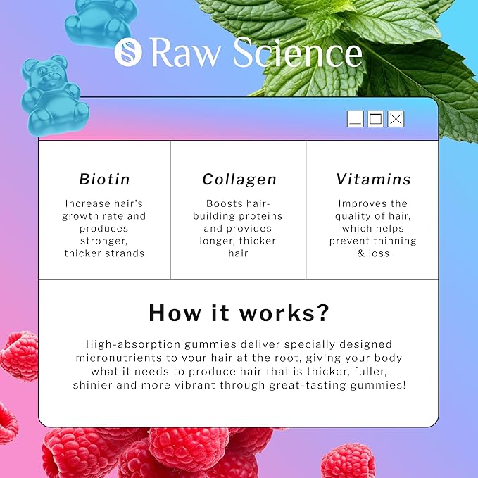 Biotin Collagen Gummies – Hair Skin B1, B2, B2, B3, B3, B5, B5, B7, B7, B9, B9, B12, B12, Collagen, 60 Gummy