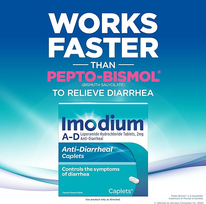 Imodium AD Diarrhea Relief Caplets -Loperamide (294314), Blue, 6 Count