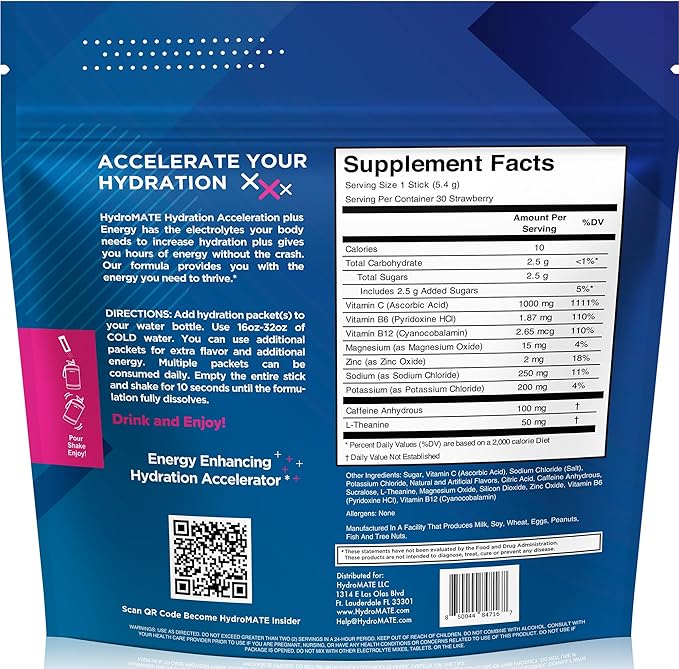 NatureWorks HydroMATE Electrolytes Powder Drink Mix 30 Count